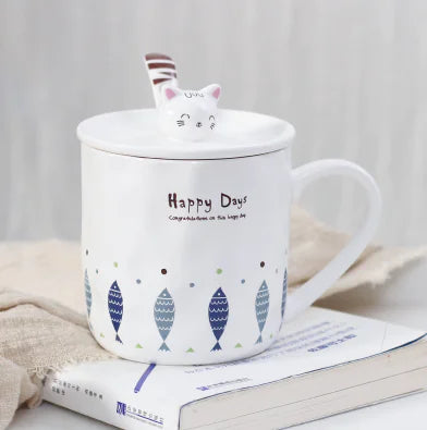 Taza de cerámica con diseño de gato