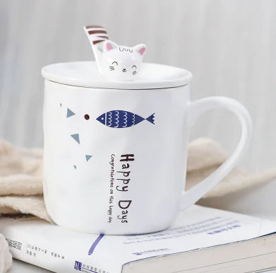 Taza de cerámica con diseño de gato
