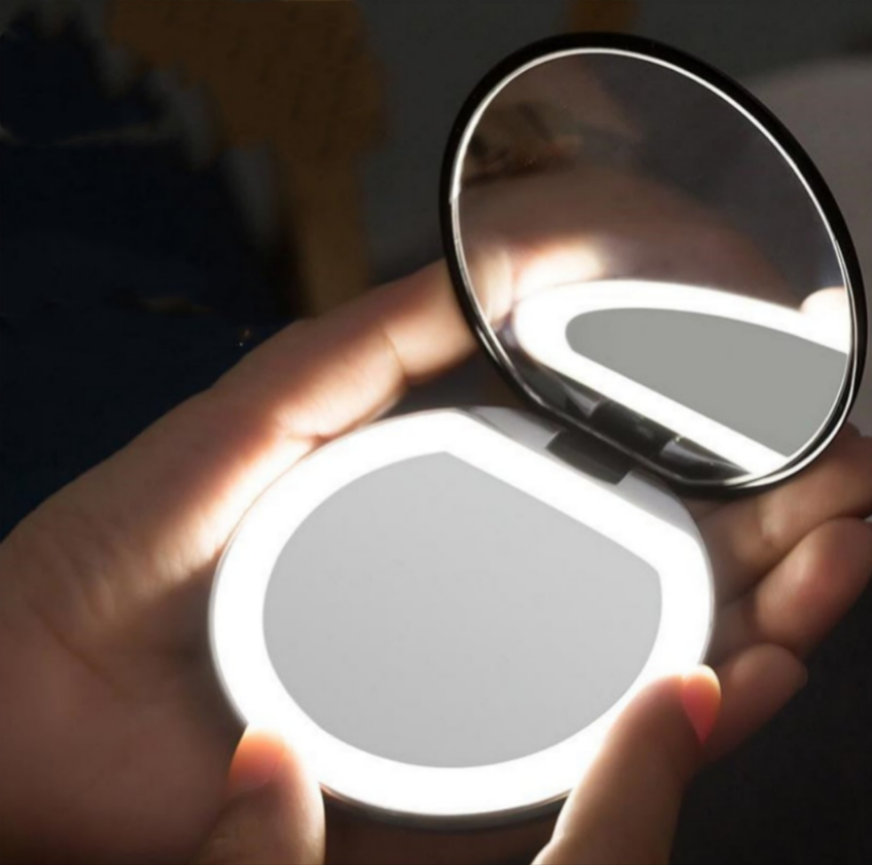 Espejo de maquillaje LED recargable