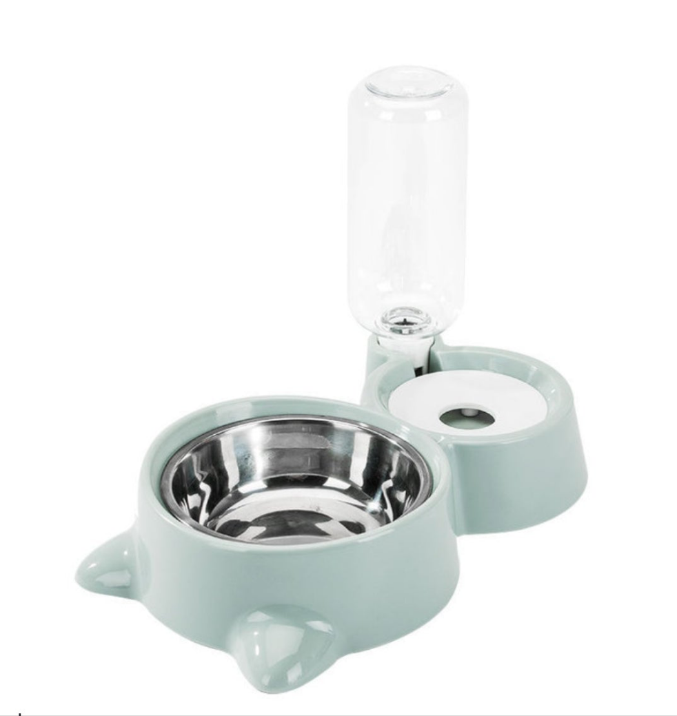 Comedero de acero inoxidable con dispensador de agua