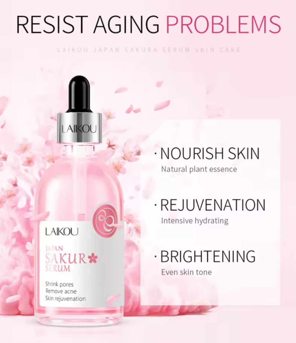 Sérum facial hidratante con suero de flor de cerezo