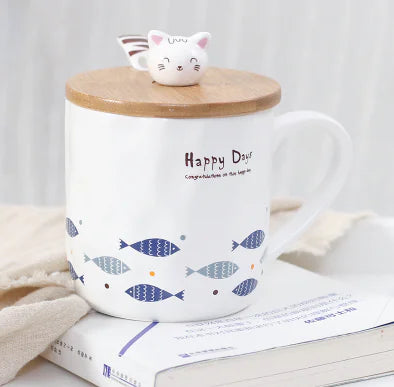 Taza de cerámica con diseño de gato