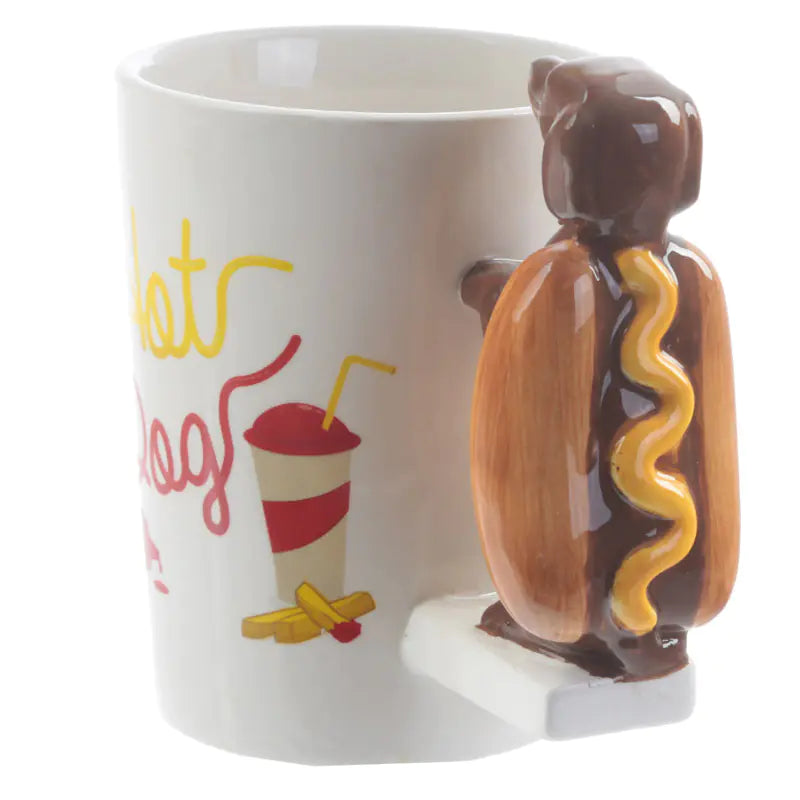 Taza de cerámica con diseño de perro salchicha en 3D,