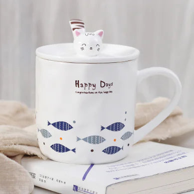 Taza de cerámica con diseño de gato