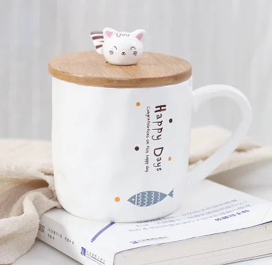 Taza de cerámica con diseño de gato