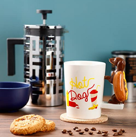 Taza con diseño de perro salchicha en 3D, - Erlif