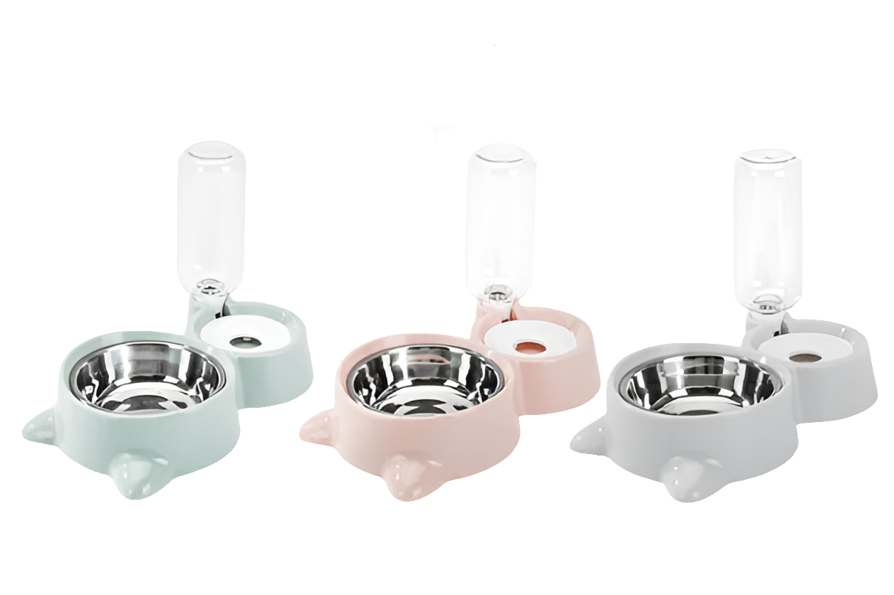 Comedero de acero inoxidable con dispensador de agua