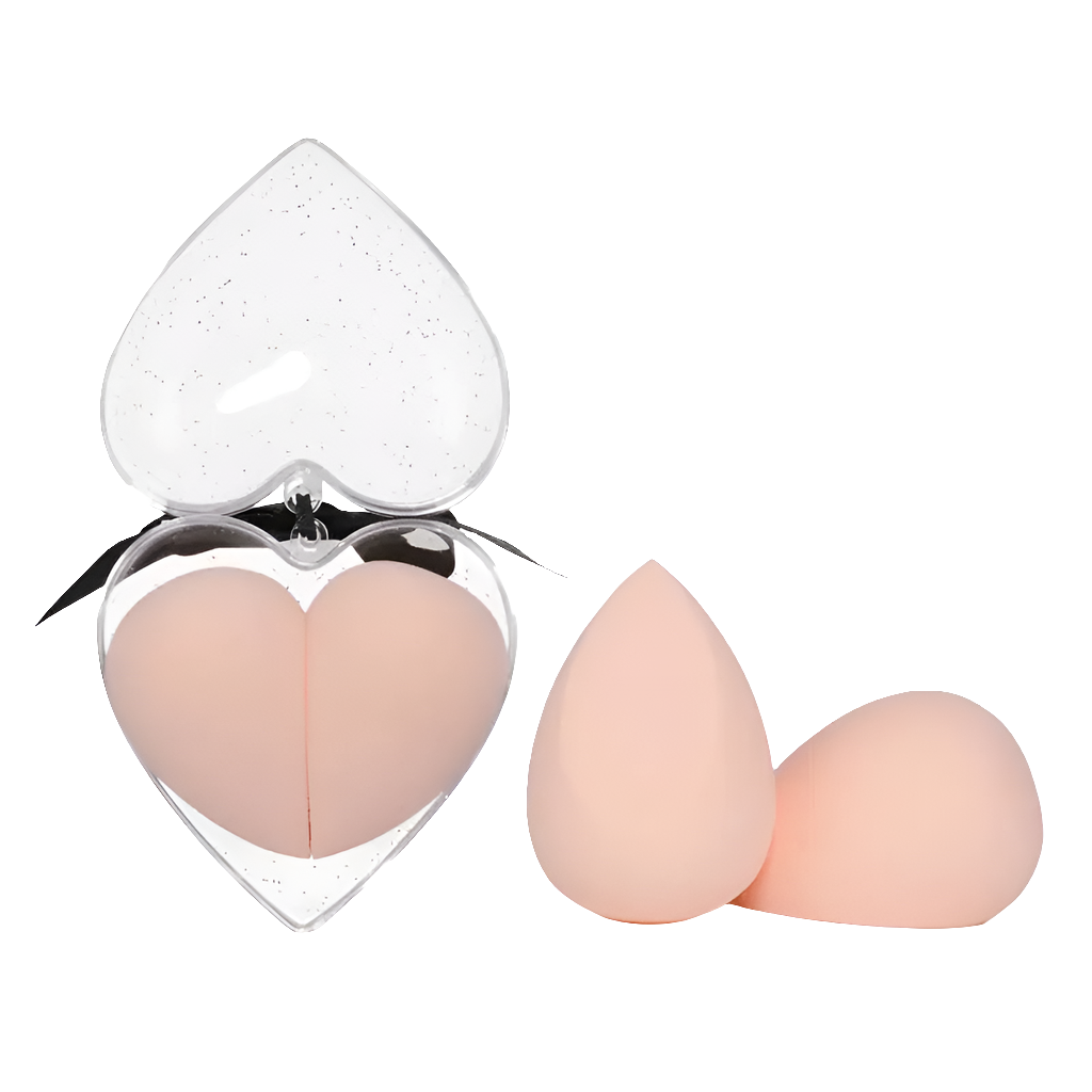 Juego de esponjas de maquillaje en caja con forma de corazón