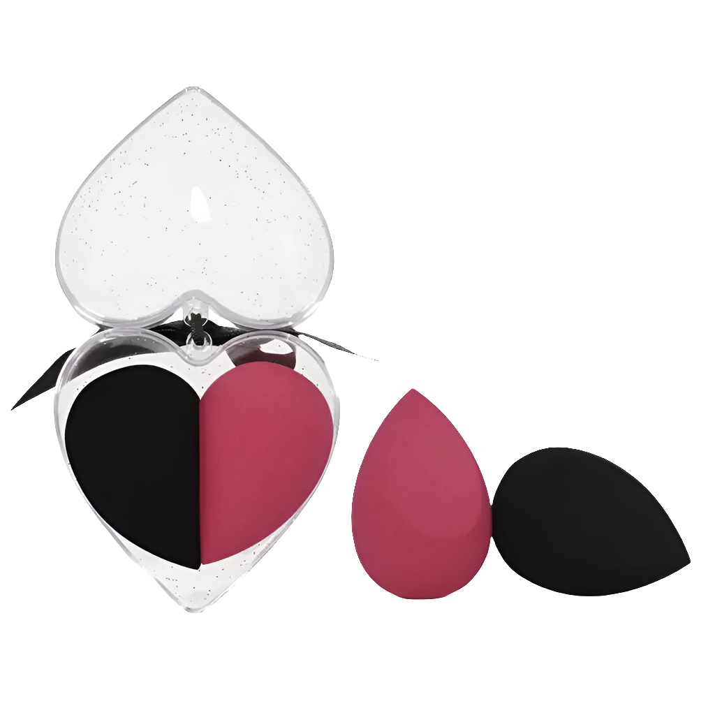 Juego de esponjas de maquillaje en caja con forma de corazón