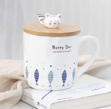 Taza de cerámica con diseño de gato