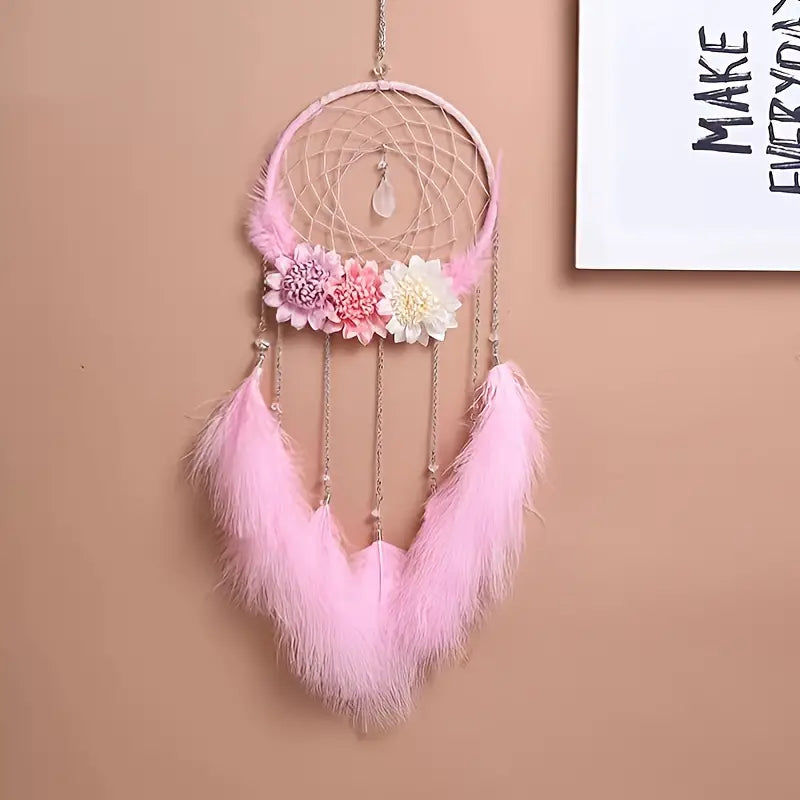 Atrapasueños con plumas y flores