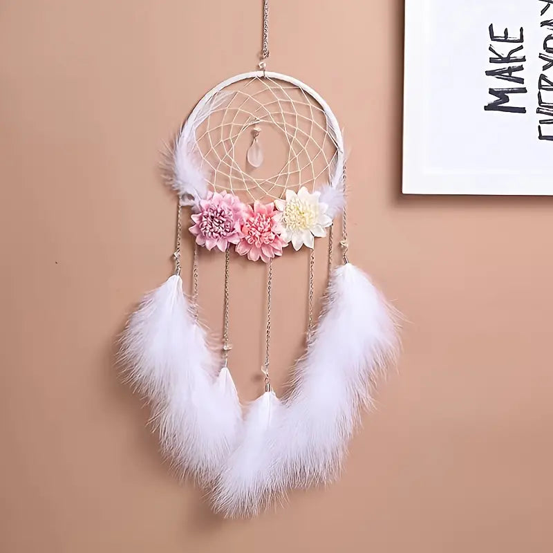Atrapasueños con plumas y flores