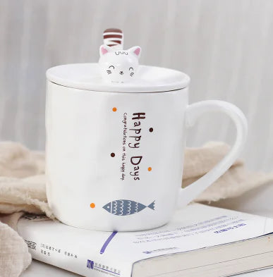 Taza de cerámica con diseño de gato