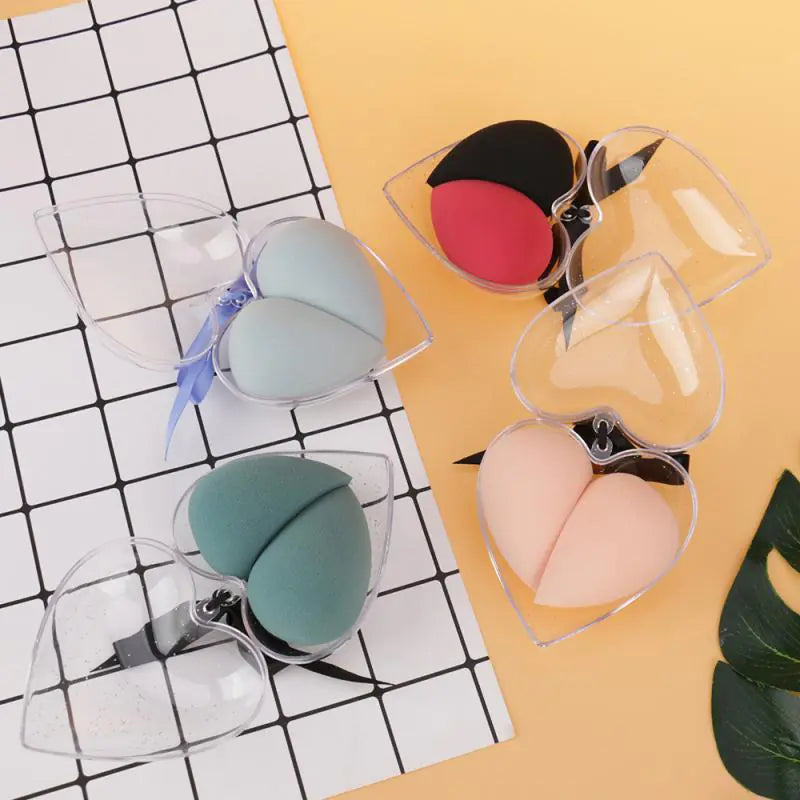 Juego de esponjas de maquillaje en caja con forma de corazón
