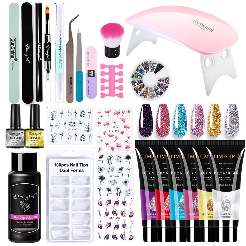 Poly-Gel-Nagelset mit Lampe