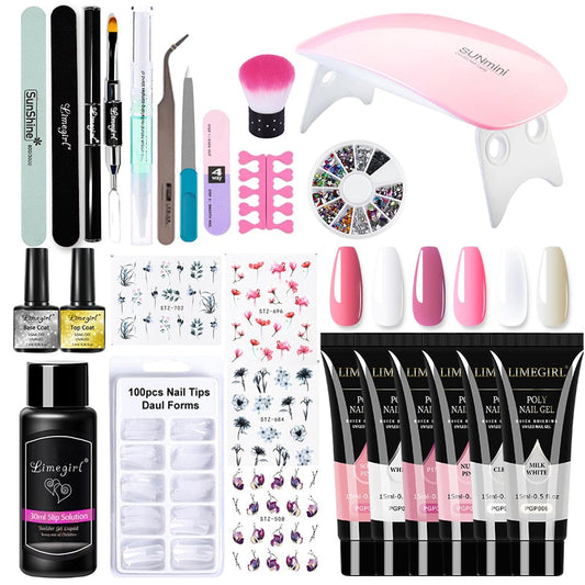 Kit de uñas poly gel con lámpara - Erlif