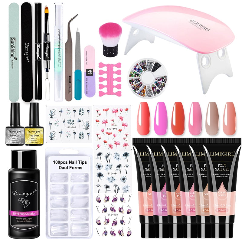 Poly-Gel-Nagelset mit Lampe