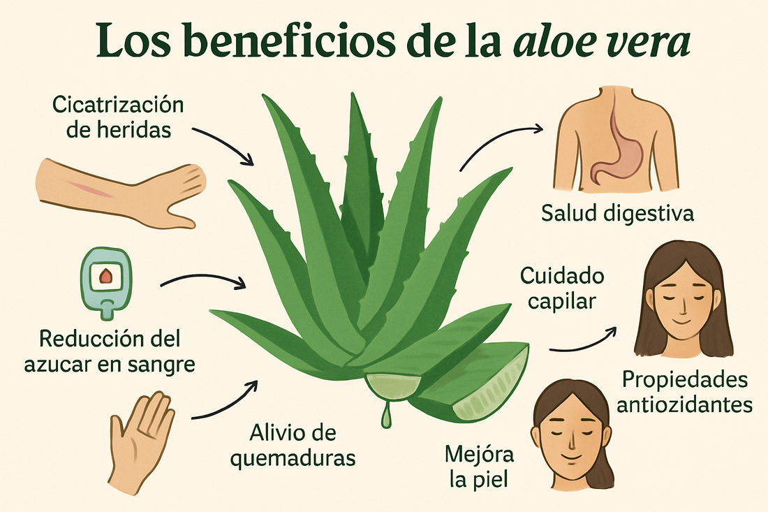 Foto-con los diferentes usos de la aloe vera 
