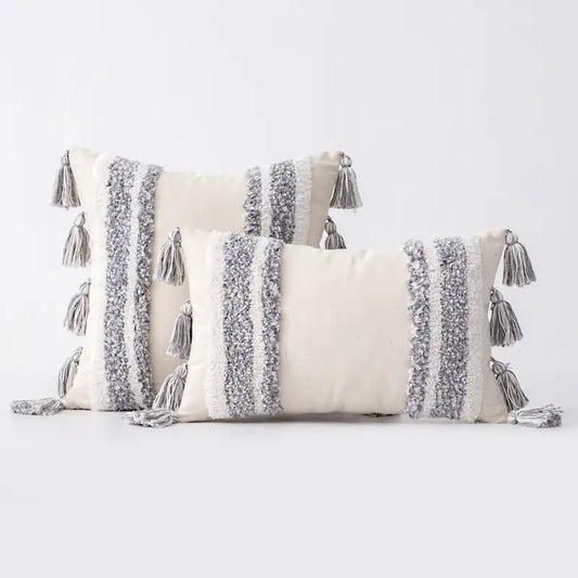 Funda de almohada con borlas de encaje