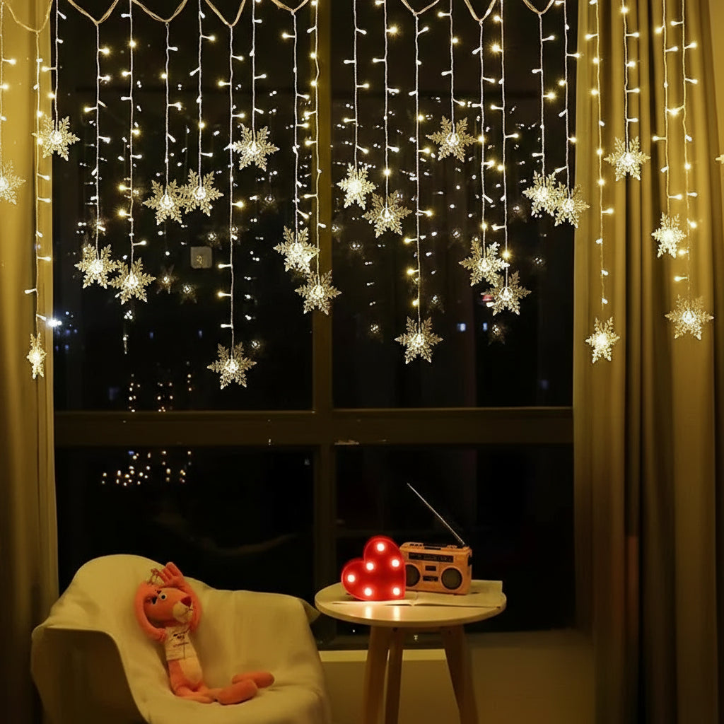 Cortina de luces LED copos de nieve - Erlif 