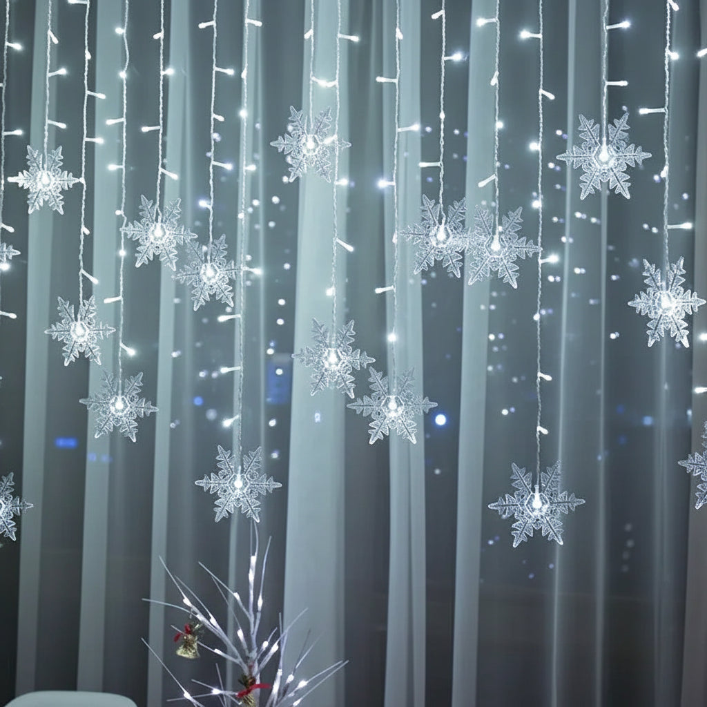 Cortina de luces LED copos de nieve - Erlif 