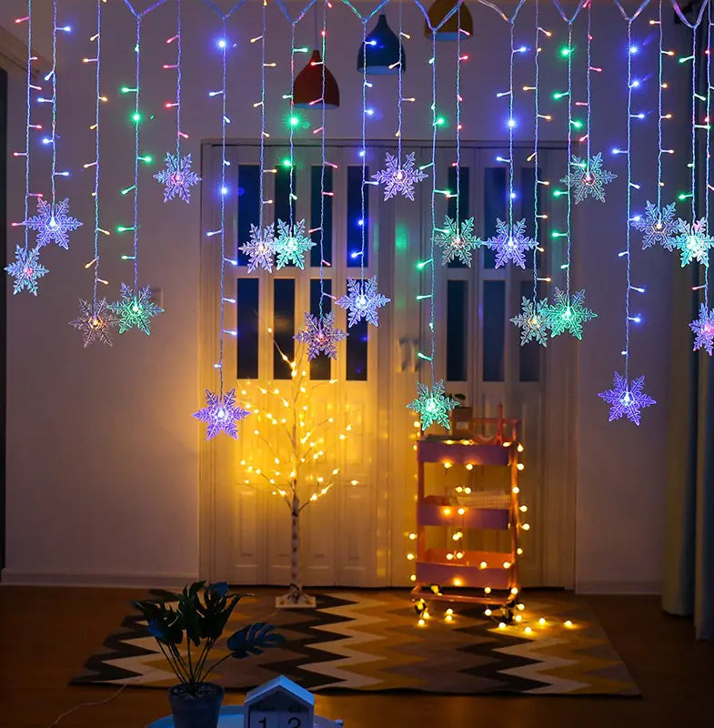 Cortina de luces LED copos de nieve - Erlif 