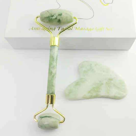 Set rodillo facial masajeador de jade