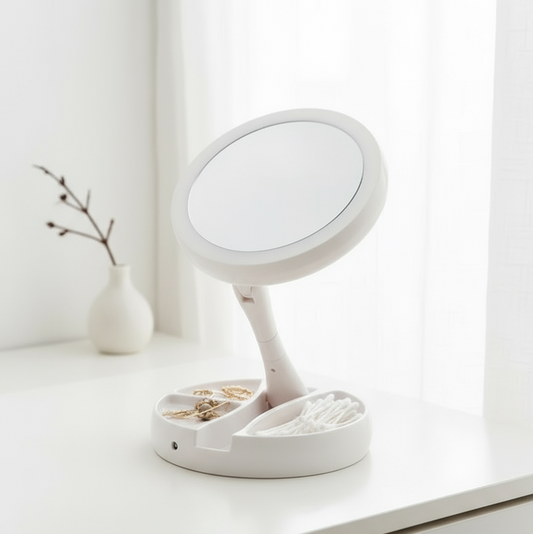 Espejo de maquillaje plegable  LED - Erlif 