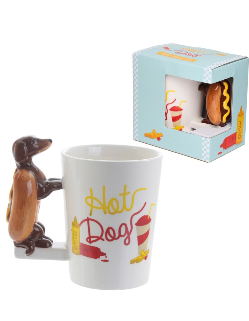 Taza con diseño de perro salchicha en 3D, - Erlif 