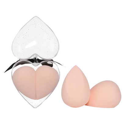 Juego de esponjas de maquillaje en caja con forma de corazón