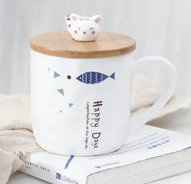 Taza de cerámica con diseño de gato